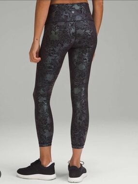 lululemon Black and Metallic Floral High-Rise Legging
